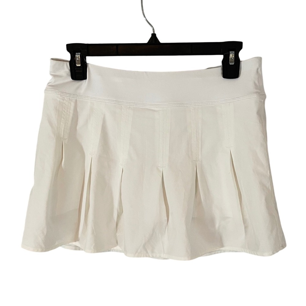 Athleta White Pleated Tennis Skort Womens Sm Activewear Golf Skirt Back Pocket
